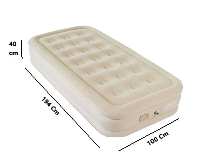 Amya Nature Inflatable Single Air Bed with Built-in Electric Pump | Portable Air Mattress for Home, Camping & Travel .