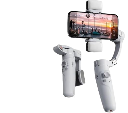 Amya Nature M1 3-Axis Smartphone Gimbal Stabilizer | Bluetooth, 180° Rotation, Magnetic Fill Light & Tripod Support for Vlogging & Video Shooting.