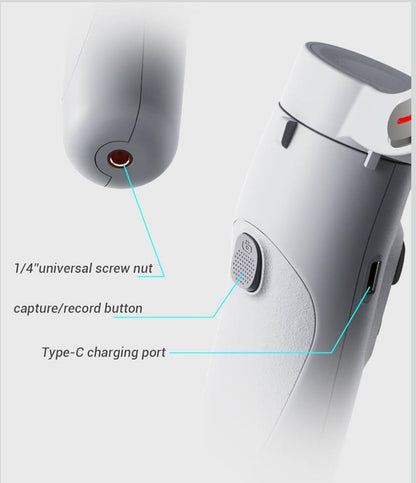 Amya Nature M1 3-Axis Smartphone Gimbal Stabilizer | Bluetooth, 180° Rotation, Magnetic Fill Light & Tripod Support for Vlogging & Video Shooting.