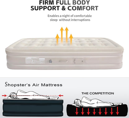 Amya Nature Inflatable Single Air Bed with Built-in Electric Pump | Portable Air Mattress for Home, Camping & Travel .